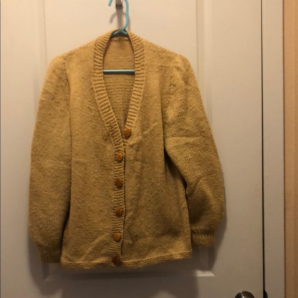 Women’s Button-Front Mustard Knit Cardigan Sweater